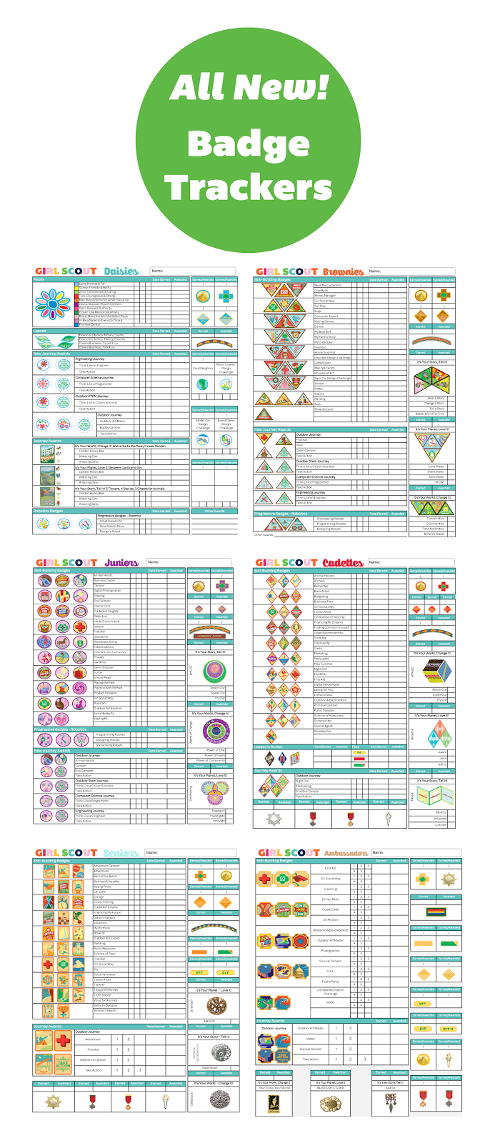 Girl Scout Brownie Badge Tracker Printable