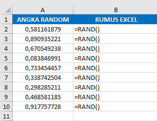 Contoh Rumus RAND Excel