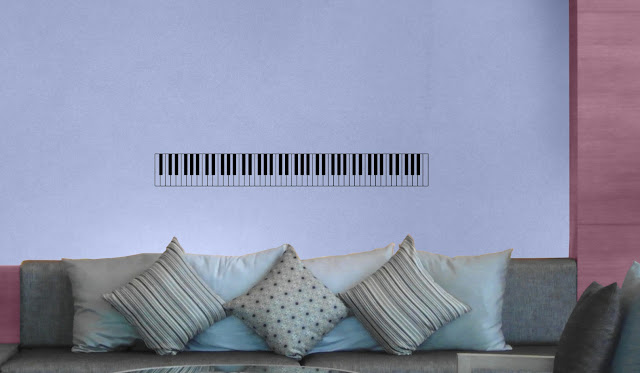 88 key piano with wonderful black and white keys to DIY decorating musical instrument on walls.