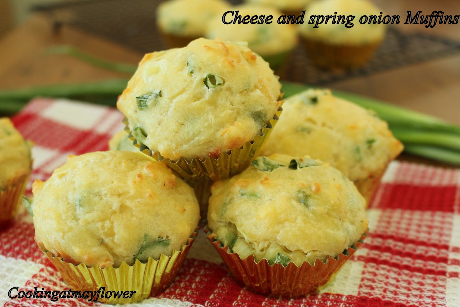 Cooking at Mayflower Cheese and spring onion muffins