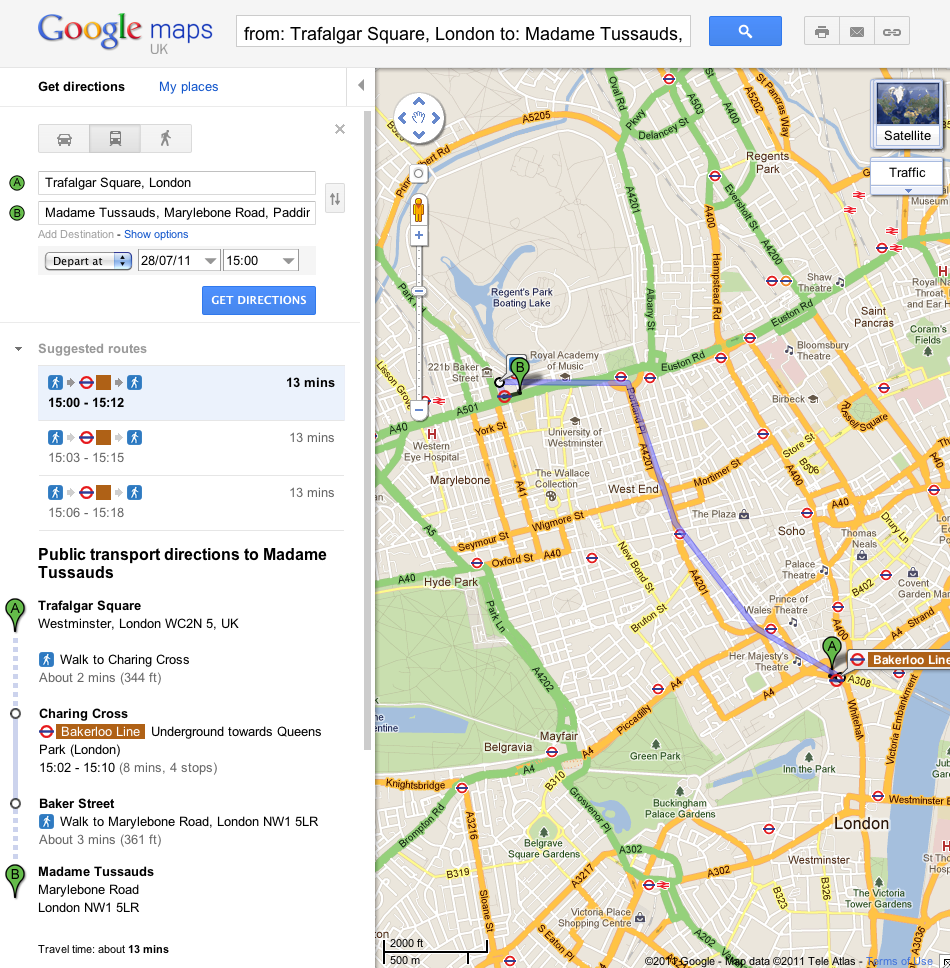 london underground with google maps