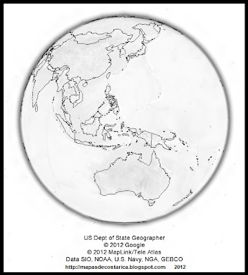 El mundo, google earth, vista nocturna, Oceania y Asia, blanco y negro