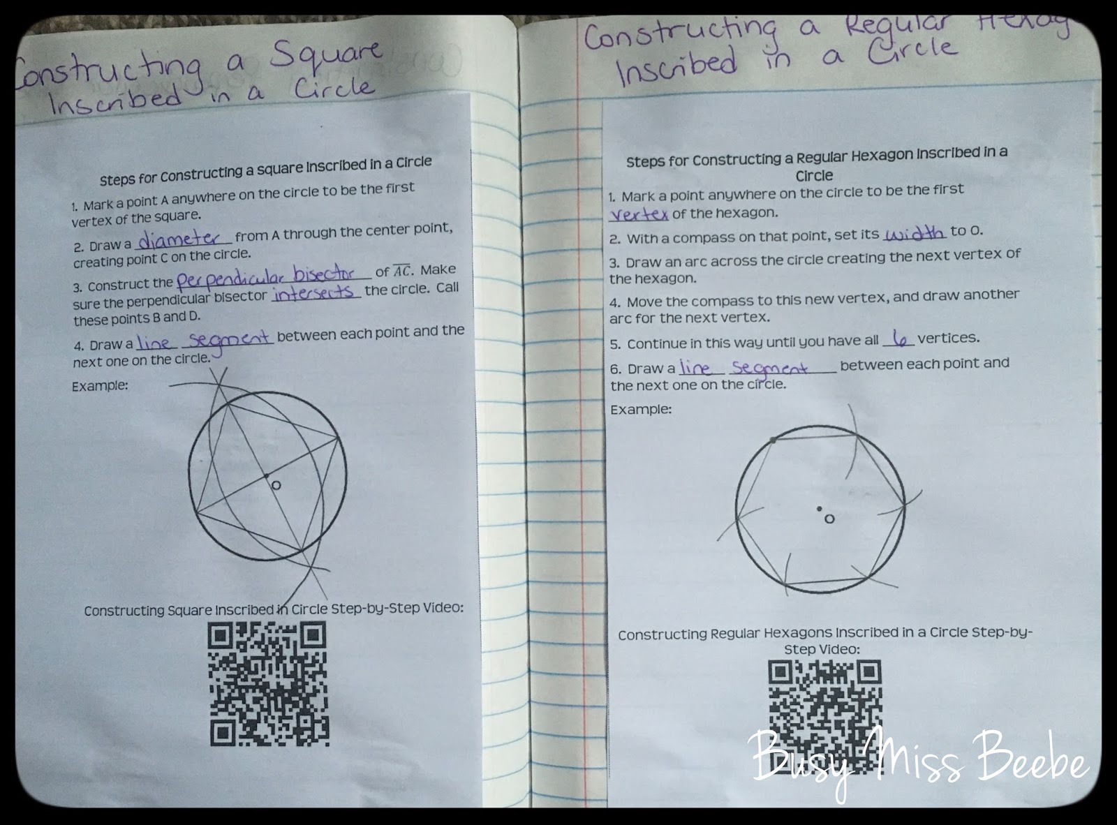 Busy Miss Beebe 20152016 Geometry INB Unit 1 (Lines & Angles) [