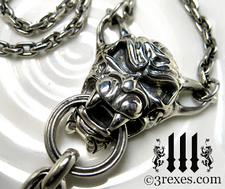   silver gargoyle necklace detail