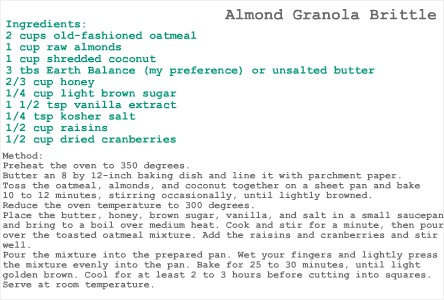 Steaks & Sprouts: • ALMOND GRANOLA BRITTLE