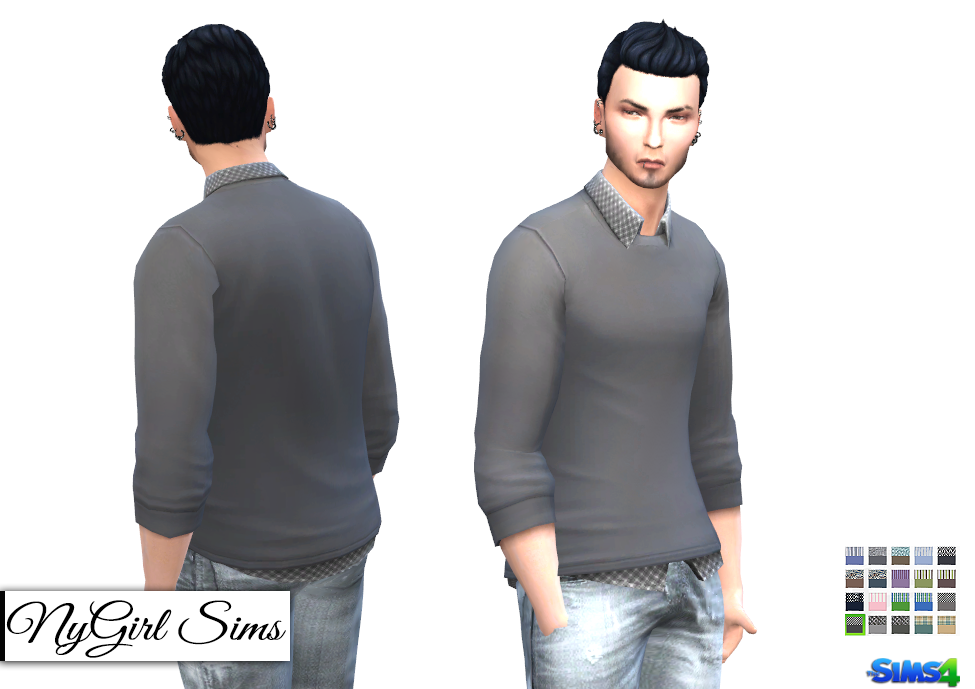 NyGirl Sims 4: Patterned Button Up with Sweater