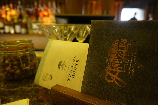cocktail menu at london bar