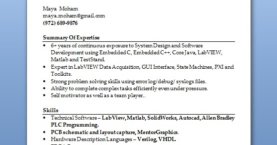 LabVIEW Engineer Sample Resume Format in Word Free Download