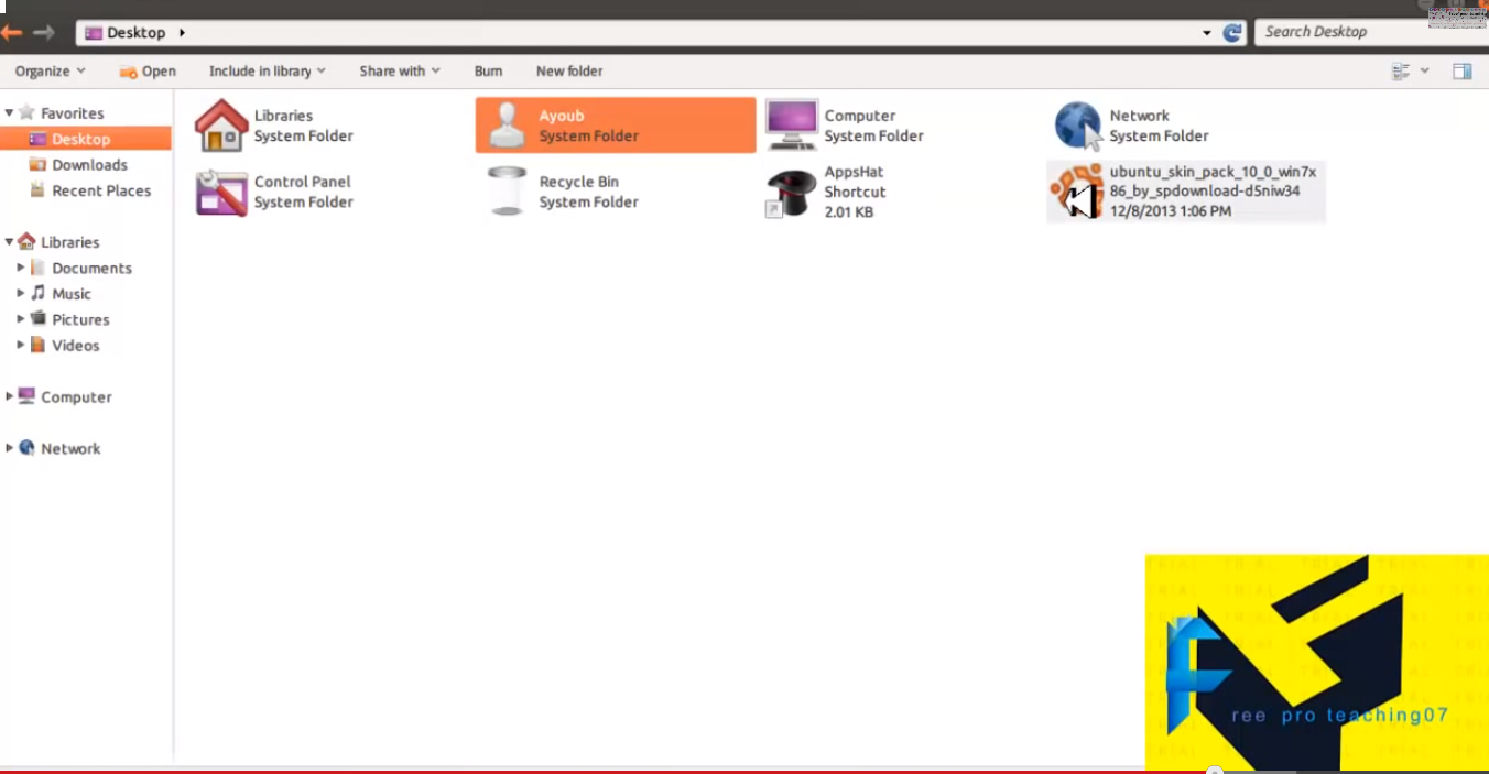 كيف تغيير الثيم الخاص windows 7 الى الثيم الخاص ubuntu linux بطريقة أمنة+التحميل والتثبيت 2014