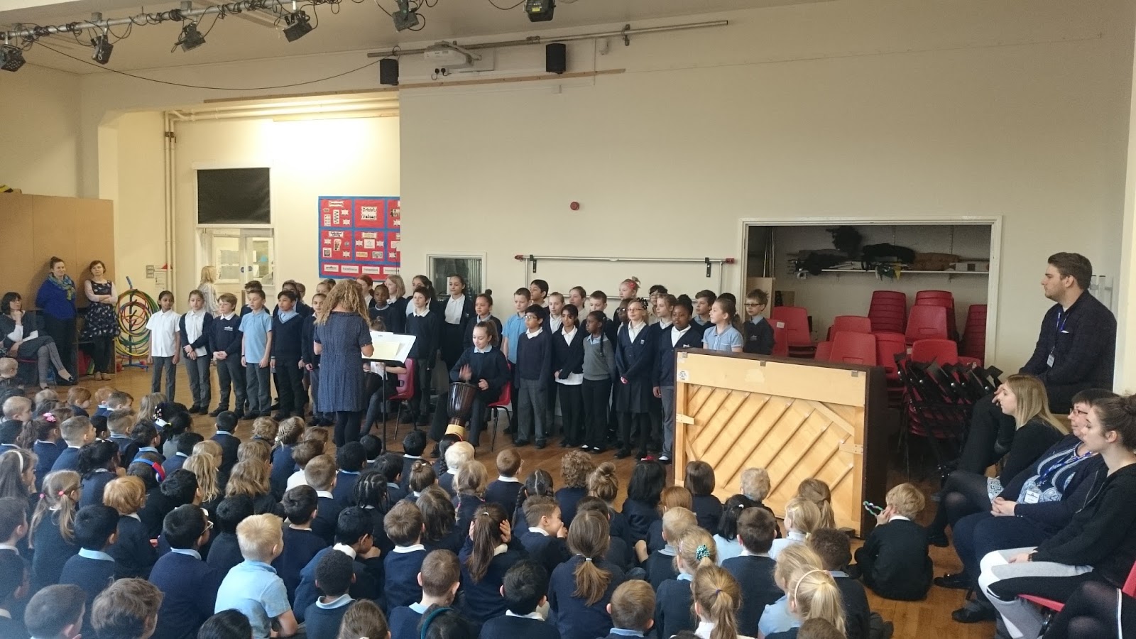 St Helen's Primary blog A dress rehearsal for the choir in assembly