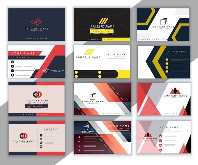 Business card templates collection colored modern elegant decor Free vector