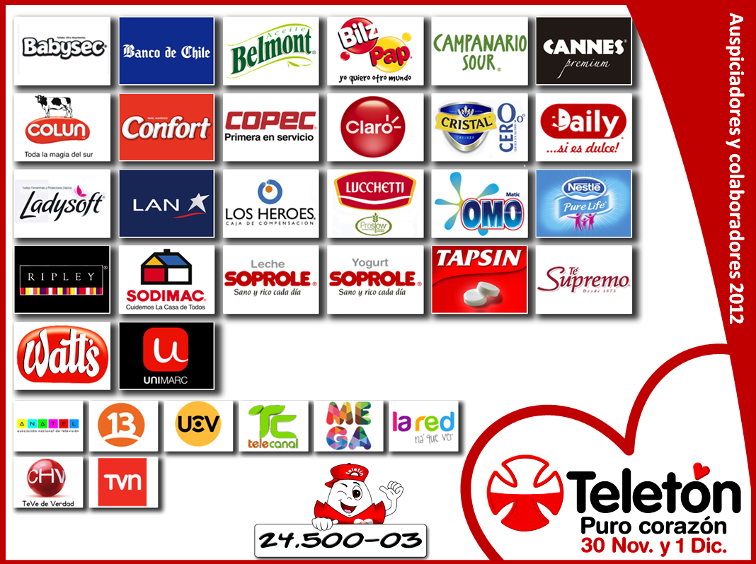 Estos son los auspiciadores y colaboradores de la Teletón 2012 WeApp