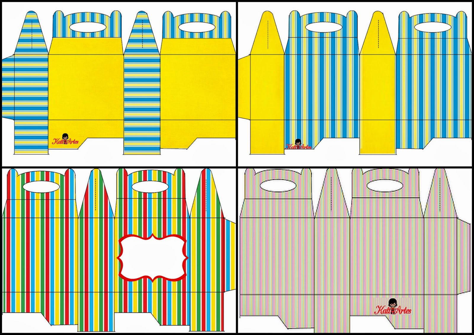 Colored Stripes Free Printable Lunch Boxes. - Oh My Fiesta! in english