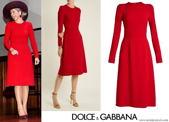 Queen Maxima wore DOLCE and GABBANA Contrast Stitch Cady Dress