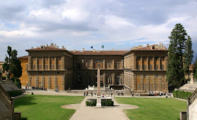 The Palazzo Pitti in Florence, as seen from the Giardini Boboli behind the palace, was Vittoria's home