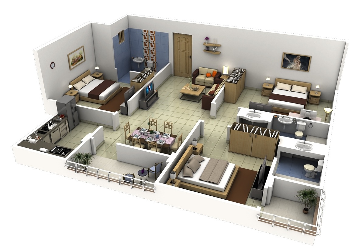 3 Bedroom Apartment Design Plan insight of 3 bedroom 3d floor plans in your house or apartment design 3 Bedroom Apartment Design Plan insight of 3 bedroom 3d floor plans in your house or apartment design