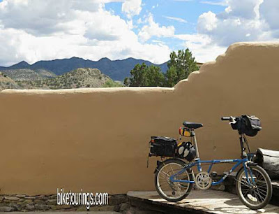 Dahon folding bike with bikepacking kit Picture of Dahon Folding bike with overnight bikepacking kit for travel photos.