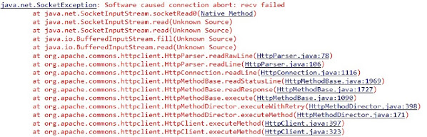 How to solve java.net.SocketException: Software caused connection abort: recv failed