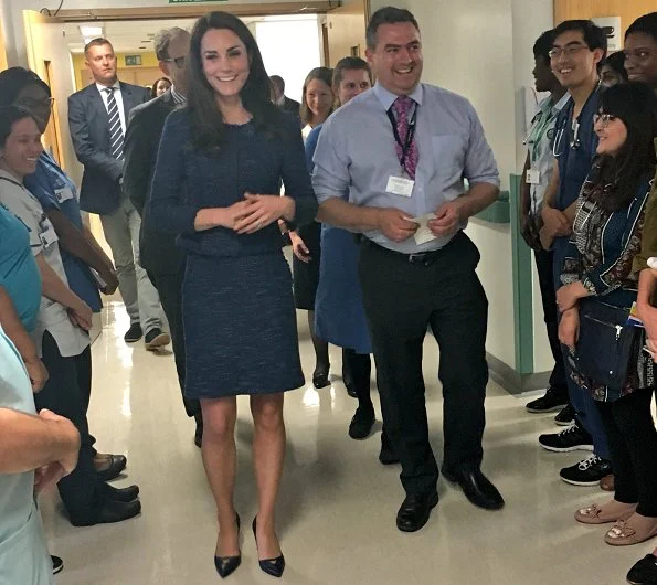 Kate Middleton chose her blue sparkle tweed Rebecca Taylor suit for the day. Catherine, Duchess of Cambridge wore Rebecca Taylor Skirt and Jacket