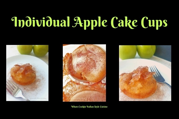 Apple Cake Cups are homemade from scratch upside down cakes with apples cinnamon with butter brown sugar with apples on top of the cake baked all homemade in cupcake tins for individual servings