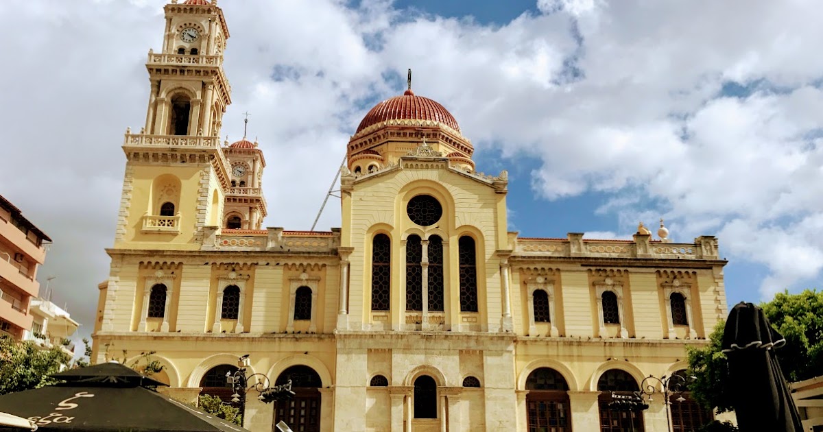 Patrick Comerford Sipping coffee in the sun in Crete in the shadow of Iraklion’s great cathedral
