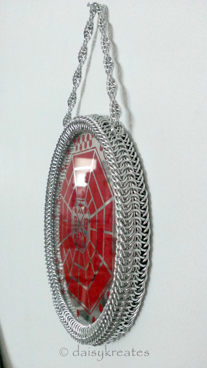 daisykreates: Chainmaille Wrapped Coins and Mirror
