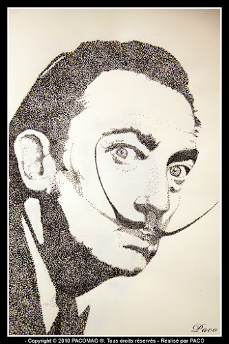 Dessins Salvador Dali en technique pointillisme, par Paco illustrateur Graphiste dessins de Salvador Dali en pointillisme par, par Paco illustrateur Graphiste