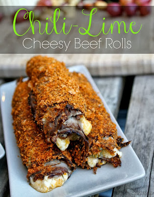 Chili Lime Cheesy Beef Rolls from Hungry Harps on www.anyonita-nibbles.com