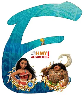Alfabeto de Moana y Maui con la Fuente de Moana. Moana and Maui Free Printable Alphabet.