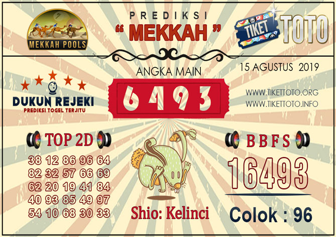 Prediksi Togel MEKKAH TIKETTOTO 15 AGUSTUS 2019
