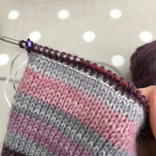 Close up of life-line on a knitted mitten