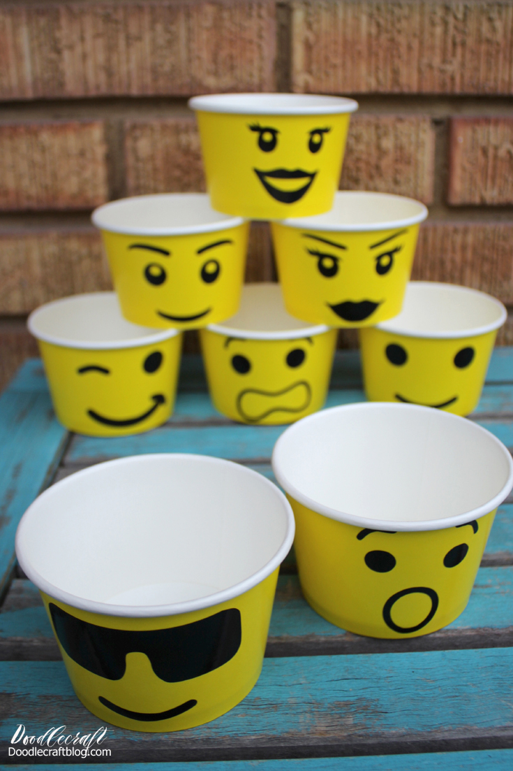 LEGO Paper Cup Faces Party Favors