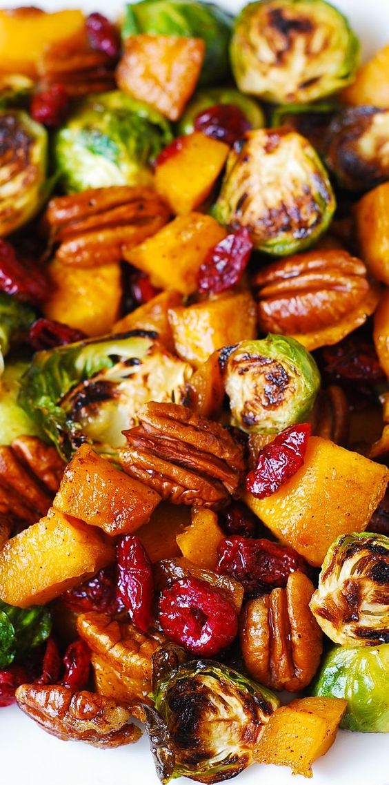 THANKSGIVING BUTTERNUT SQUASH SALAD WITH ROASTED BRUSSELS SPROUTS ...