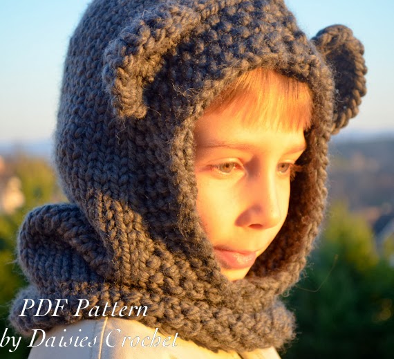 Daisies Crochet: Knitting Hooded Cowl Pattern. Zindy Mouse