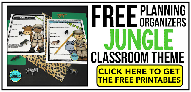 JUNGLE Theme Classroom: If you’re an elementary teacher who is thinking about a African Safari, Safari, Animals, Wild about Learning or Jungle theme then this classroom decor blog post is for you. It’ll make decorating for back to school fun and easy. It’s full of photos, tips, ideas, and free printables to plan and organize how you will set up your classroom and decorate your bulletin boards for the first day of school and beyond.