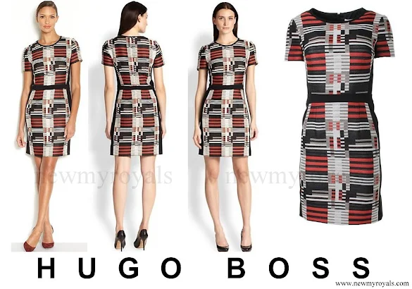 Queen Letizia wore HUGO BOSS Hesandra Pixel Tweed Skirt