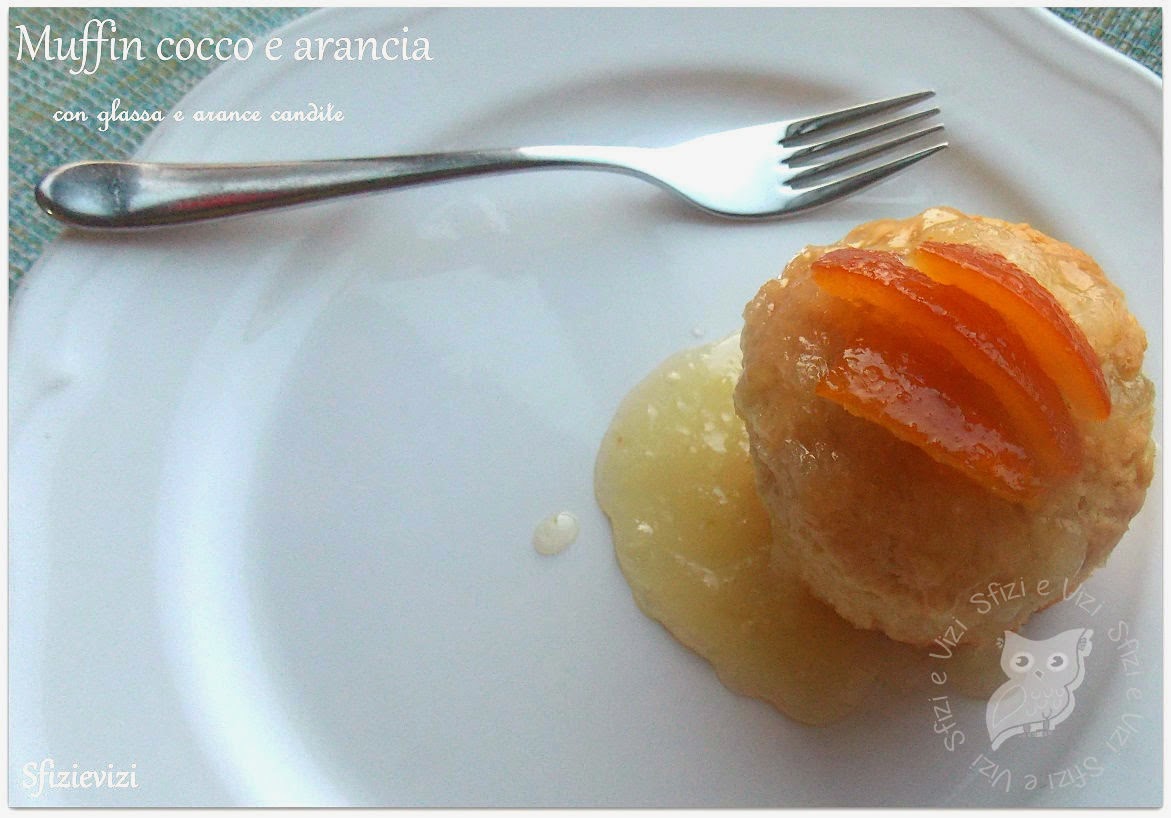 dolcetti arancia e cocco con glassa - ricetta muffin senza latticini -