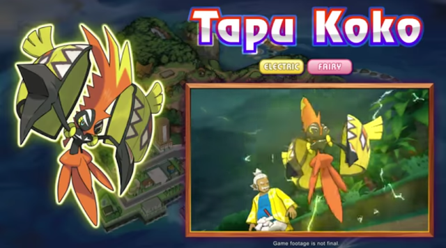 Tapu Koko's design: REVEALED! Pokémon Sun Moon Hala Tapu Koko Electric Fairy Land Spirit Alola