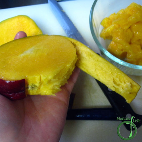 Morsels of Life - How to Cut a Mango Step 6 - Pull skin around seed off.