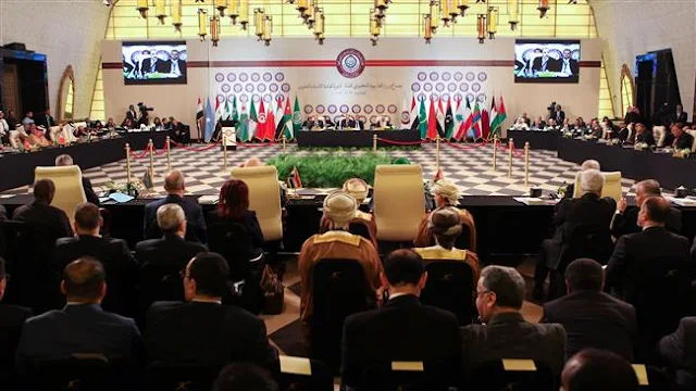 Image Attribute: A picture taken on March 27, 2017 shows a general view of the preparatory meeting before the Arab League's 28th Ordinary Summit at the Dead Sea, Jordan / Source: PRESSTV