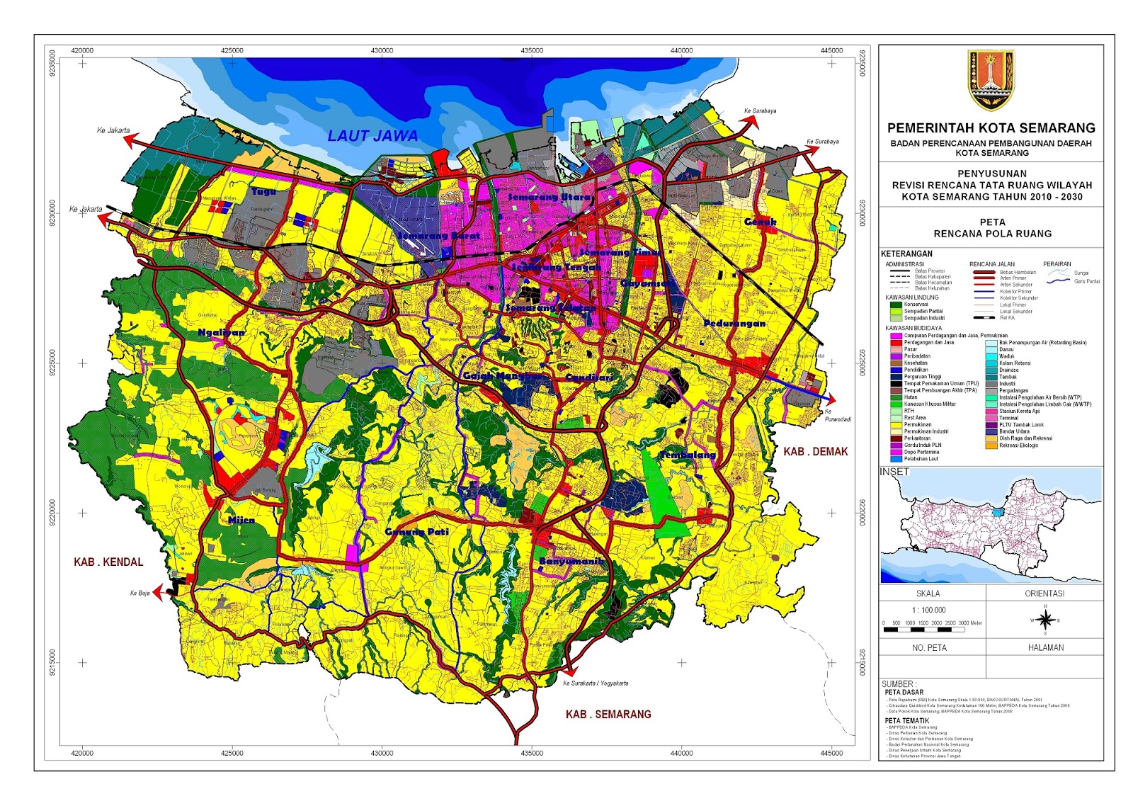 Peta Rencana Tata Ruang Wilayah Kota Semarang Terdiri