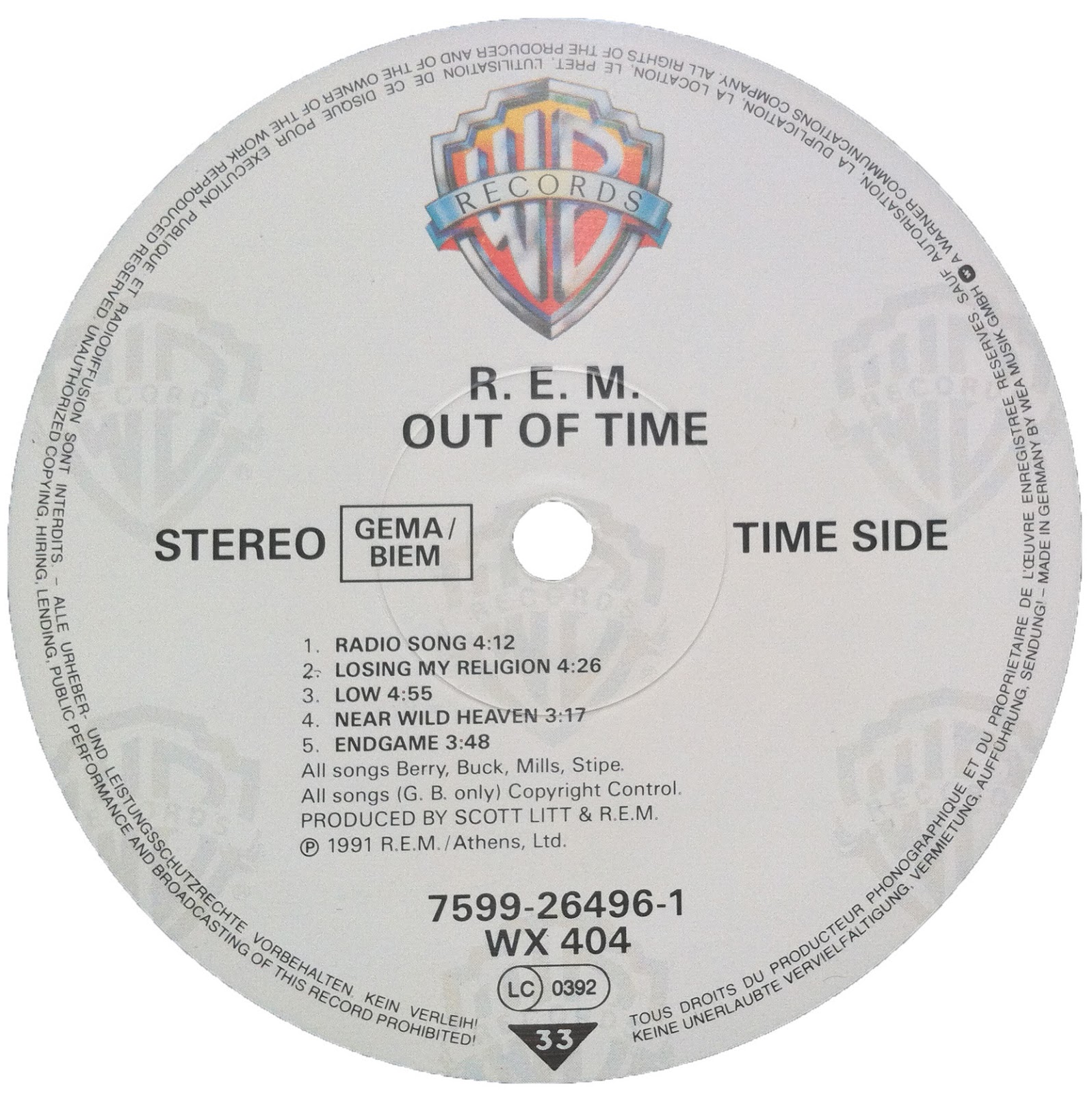 My Personal Record Guide R.E.M. Out Of Time, Warner Bros. 7599264961