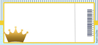 Corona en Fondo Celeste: Imprimibles para Fiestas, Invitaciones y Cajas para Imprimir Gratis. Tarjeta Ticket para Imprimir Gratis de Corona en Fondo Celeste.