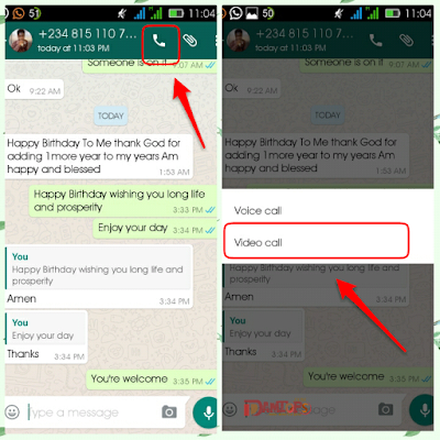 Whatsapp video call settings