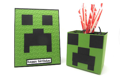 PinkBlingCrafter: A MineCraft Creepers Card and a Favor Box