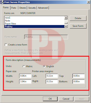 McCamish Receipt settings for EPSON LX-310 Printer