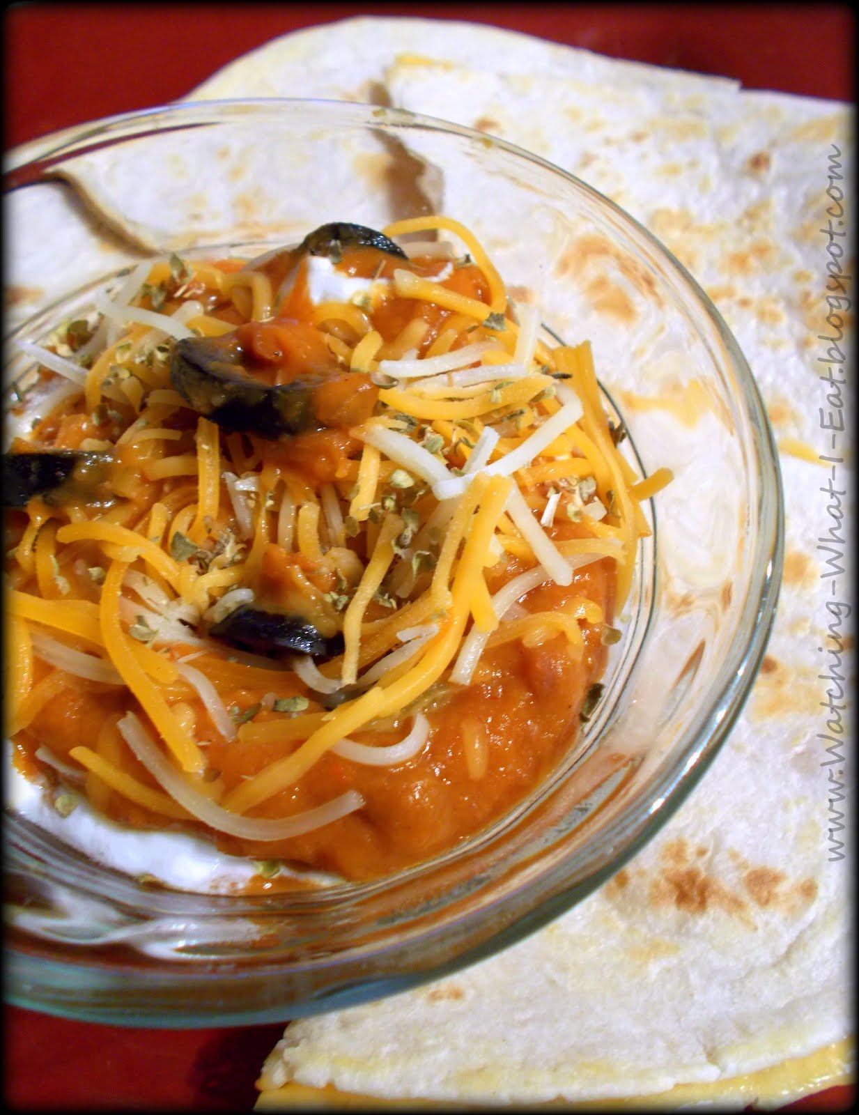 Watching What I Eat Vegetarian Low Fat Cheesy Chili Bean Dip