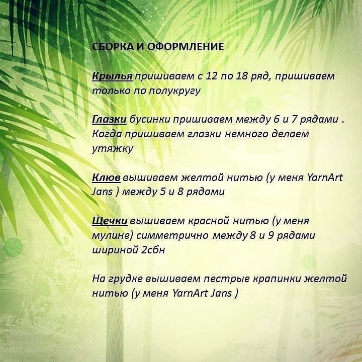 Описание вязания попугая крючком