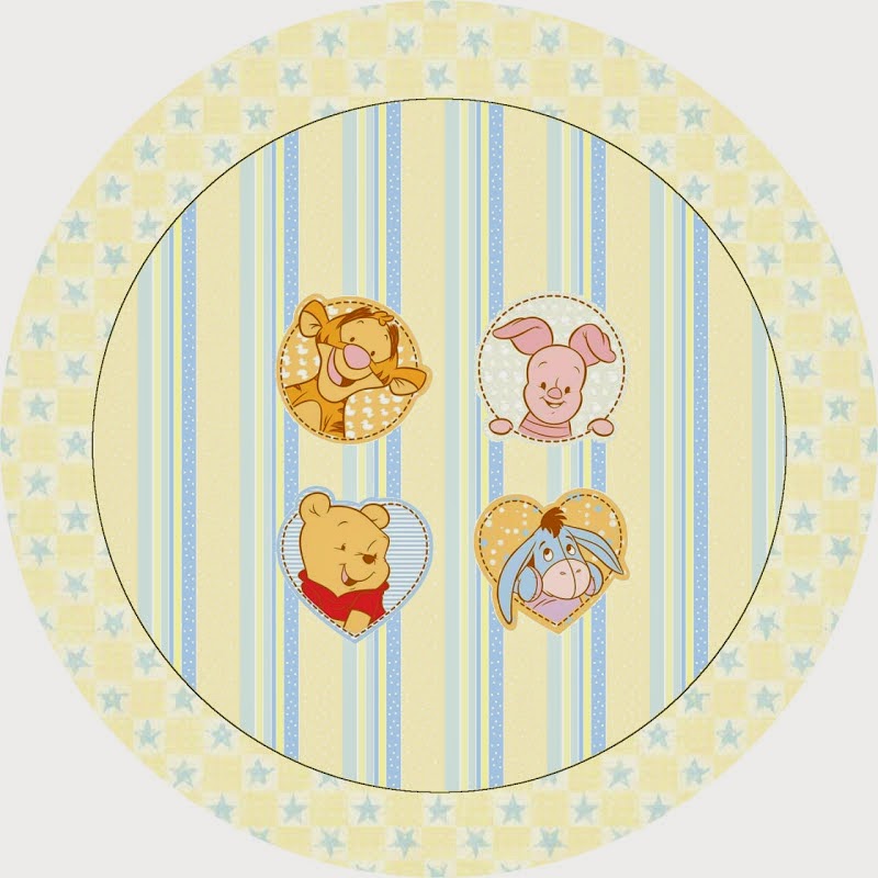Winnie the Pooh Baby: Free Printable Cupcake Toppers and Wrappers.