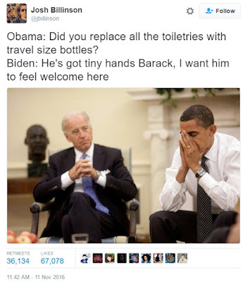 Barack and Joe - travel size toiletries joke